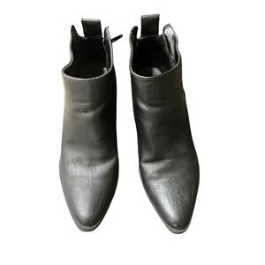 Universal Thread Ankle Boots Women 7.5 Black Good Pointed Toe Block Heel Zipper